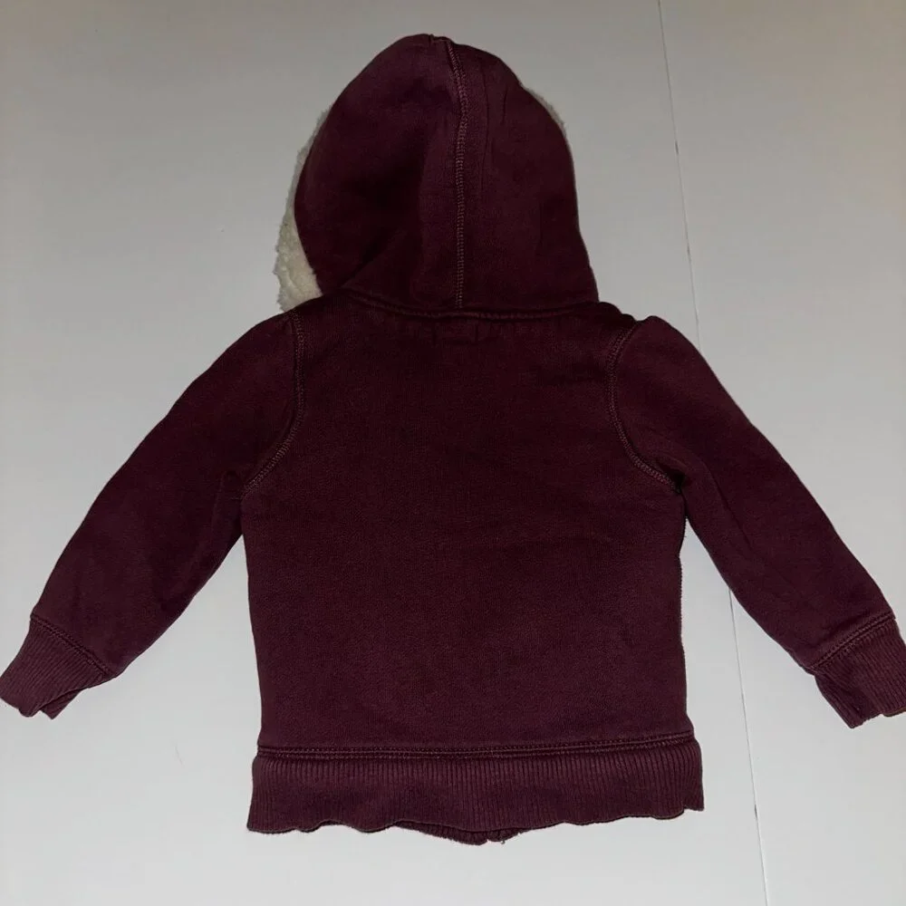 Girls 2yr 2T Baby Gap Logo Purple Zip Up Hoodie GLITTER arch logo